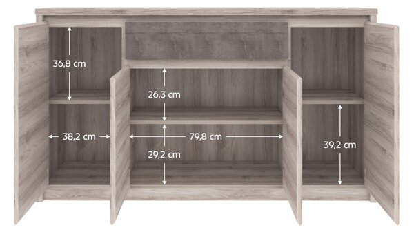 Komód 4D1S, nairobi gesztenye/onix, JESI NEW