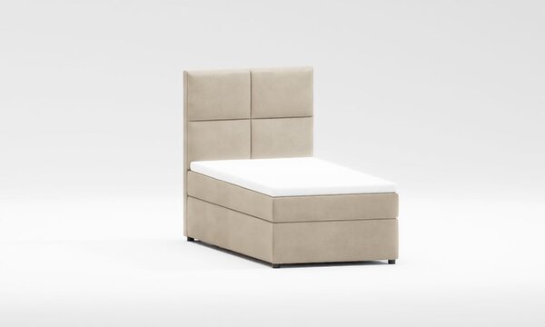Bézs kárpitozott ágyneműtartós egyszemélyes ágy ágyráccsal 90x200 cm Lena – Ropez