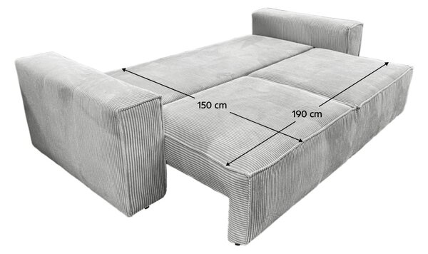 Kihúzható heverő, világosszürke, HARPERA BIG SOFA