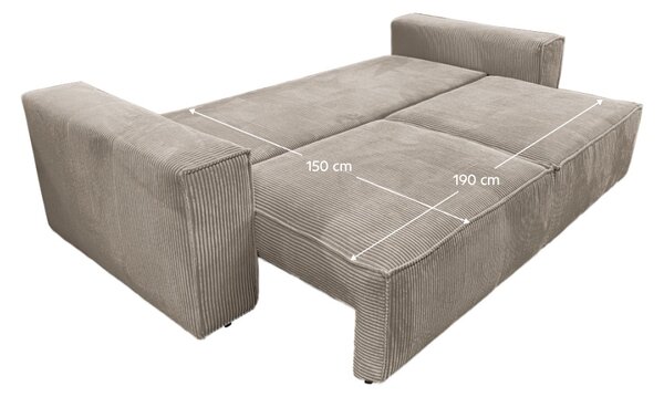 Kihúzható heverő, szürkésbézs Taupe, HARPERA BIG SOFA