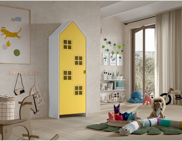 Sárga-fehér gyerek ruhásszekrény 58x172x37 cm Casami Bruges – Vipack