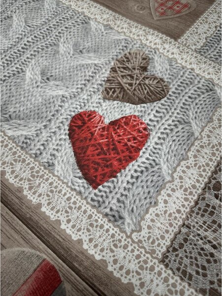 Pamut szövet Shabby love piros szívek, h. 145 cm