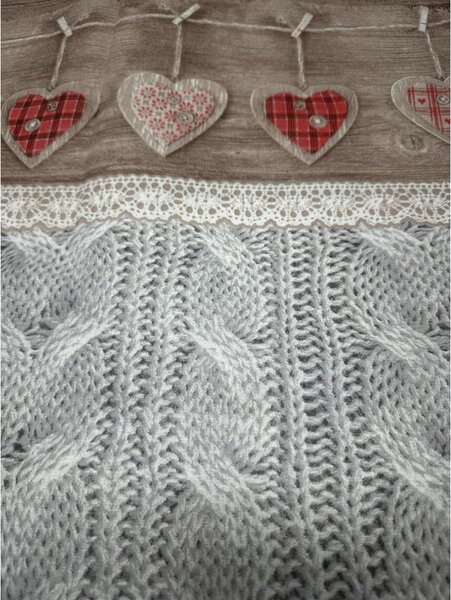 Pamut szövet Shabby love piros szívek, h. 145 cm