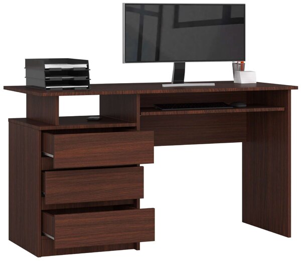Számítógépasztal, 3 fiókkal P135_77 - wenge