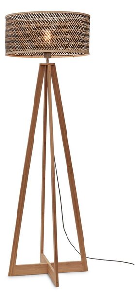 Fekete-natúr színű állólámpa bambusz búrával (magasság 145 cm) Java – Good&Mojo