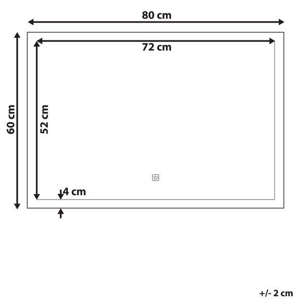 LED fürdőszobai tükör ARGENS 80 cm 60 cm Ezüst