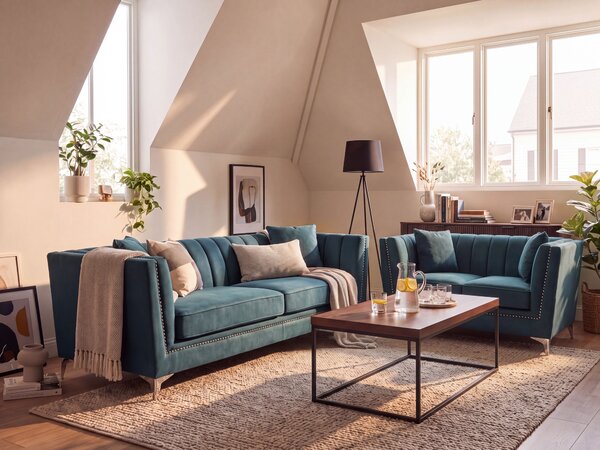 Kanapé 3 személyes GAULA Bársony Kékeszöld