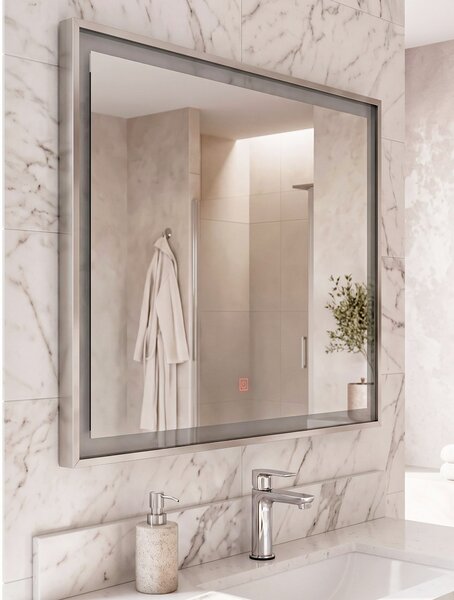 LED fürdőszobai tükör ARGENS 80 cm 60 cm Ezüst