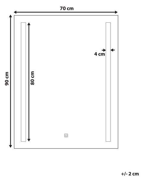 LED fürdőszobai tükör MARTINET 70 cm 90 cm Ezüst
