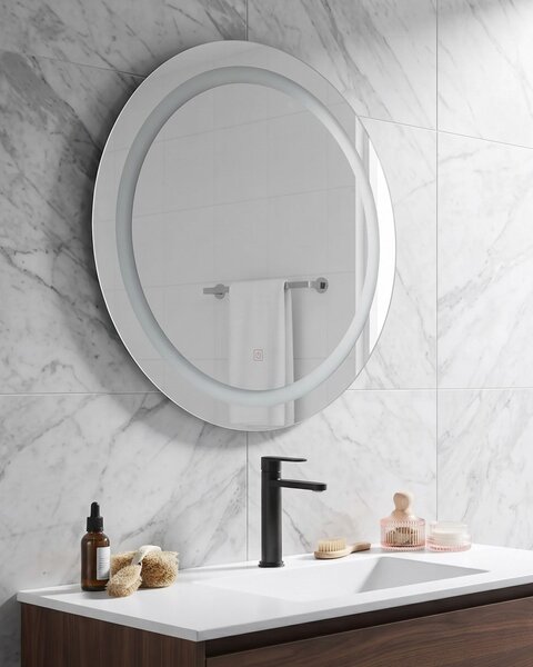 LED fürdőszobai tükör SELUNE 58 cm 58 cm Ezüst