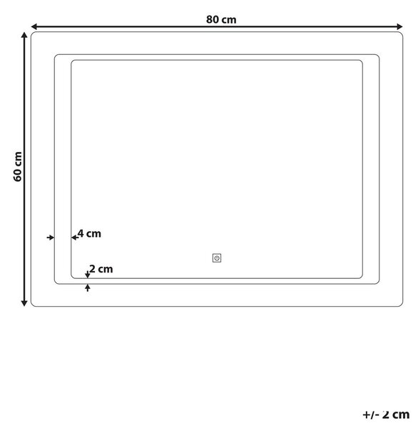 LED fürdőszobai tükör WASSY 80 cm 60 cm Ezüst
