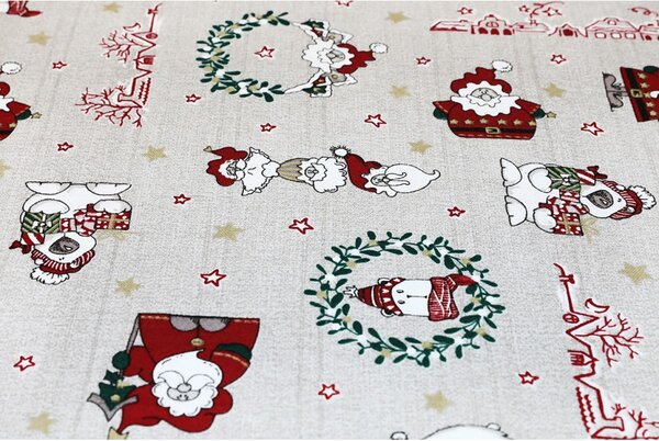 Anyag PamutWeihnachtsmann bézs, m. 140 cm