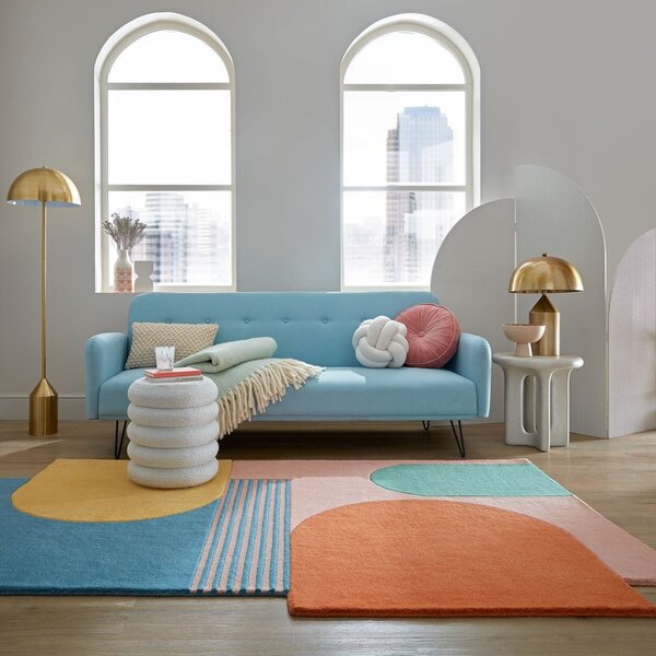 Kék kézi szövésű gyapjú szőnyeg 200x290 cm Lozenge Bright Multi – Flair Rugs