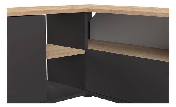 Fekete-natúr színű TV-állvány tölgyfa dekorral 90x45 cm Angle – TemaHome
