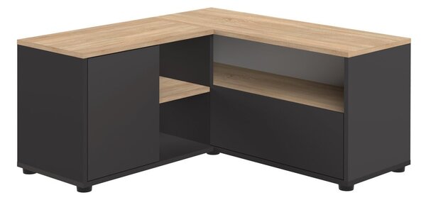 Fekete-natúr színű TV-állvány tölgyfa dekorral 90x45 cm Angle – TemaHome