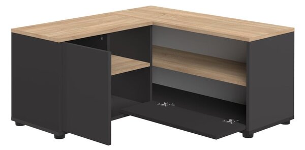 Fekete-natúr színű TV-állvány tölgyfa dekorral 90x45 cm Angle – TemaHome