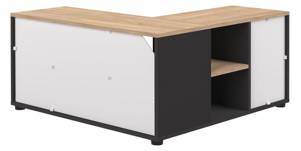 Fekete-natúr színű TV-állvány tölgyfa dekorral 90x45 cm Angle – TemaHome