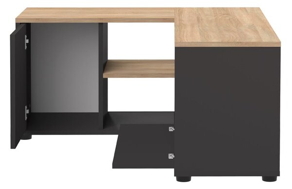 Fekete-natúr színű TV-állvány tölgyfa dekorral 90x45 cm Angle – TemaHome