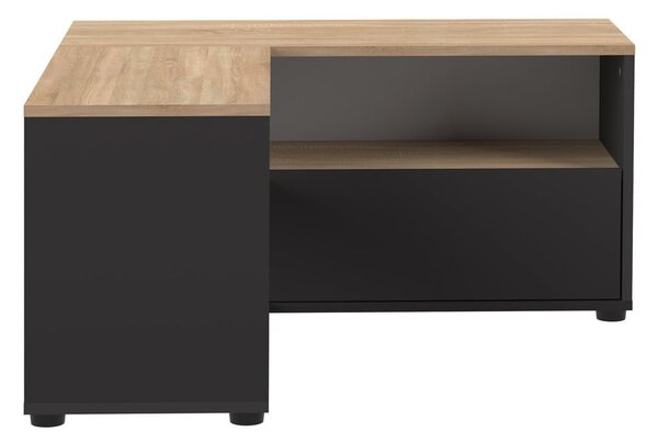 Fekete-natúr színű TV-állvány tölgyfa dekorral 90x45 cm Angle – TemaHome