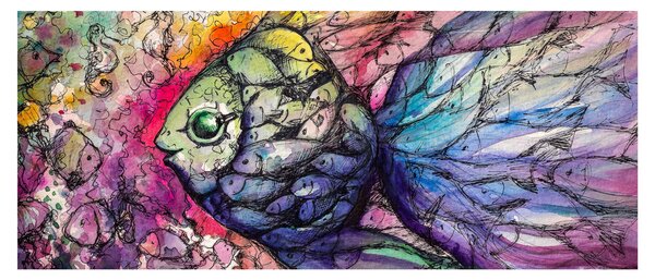 Kép - színes hal (120x50 cm)