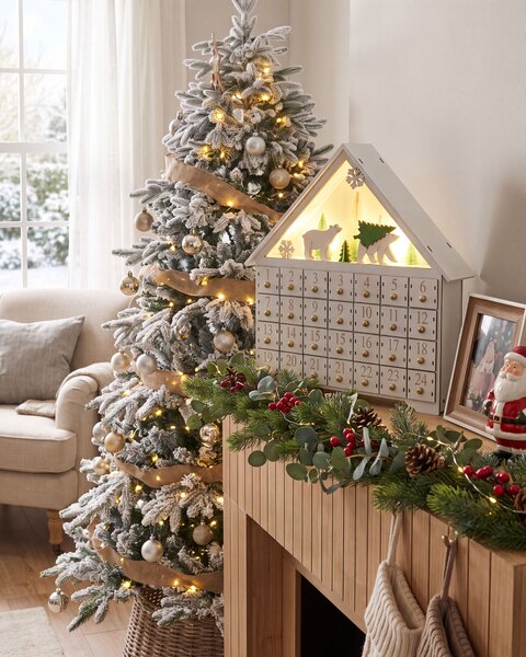 Karácsonyi dekoráció LED MJOSA 33 cm Adventi naptár Fehér