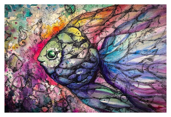 Kép - színes hal (90x60 cm)