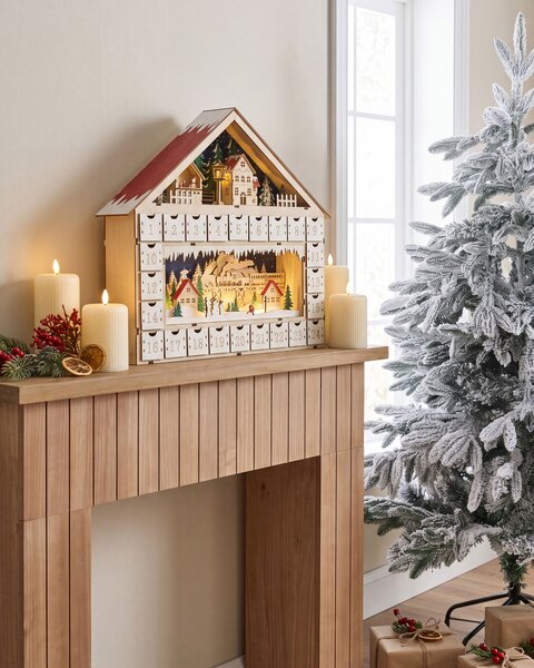 Karácsonyi dekoráció LED NISSER 44 cm Adventi naptár Világosbarna