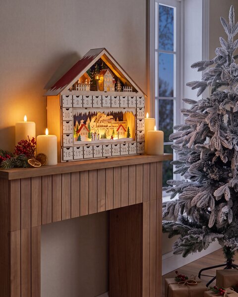 Karácsonyi dekoráció LED NISSER 44 cm Adventi naptár Világosbarna