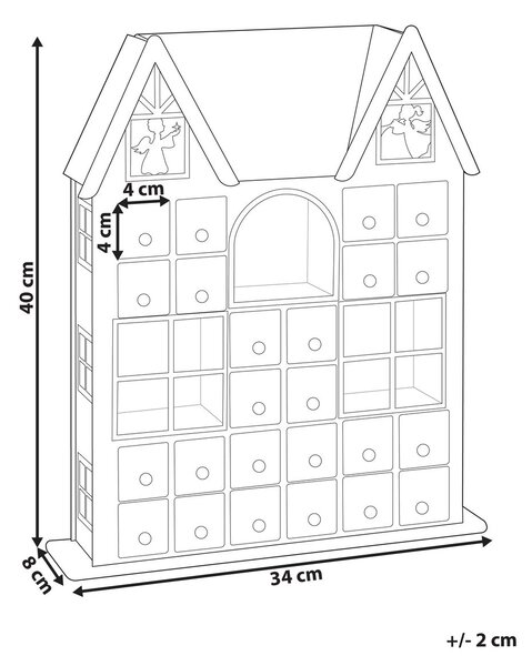Karácsonyi dekoráció LED FEMUND 40 cm Adventi naptár Fehér