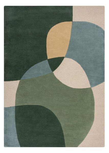 Zöld kézi szövésű gyapjú szőnyeg 200x290 cm Glow Green & Blue – Flair Rugs