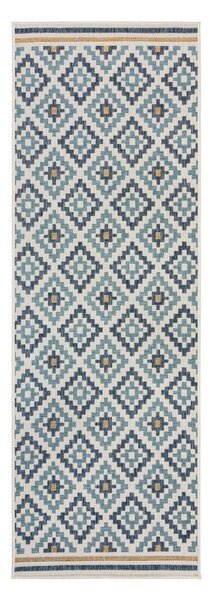 Sárga-kék kültéri-beltéri szőnyeg 80x230 cm Zia Trellis – Flair Rugs