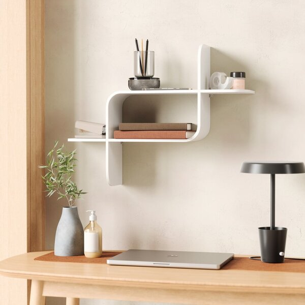 Fehér többszintes kaucsukfa fali polc 62 cm Montage – Umbra