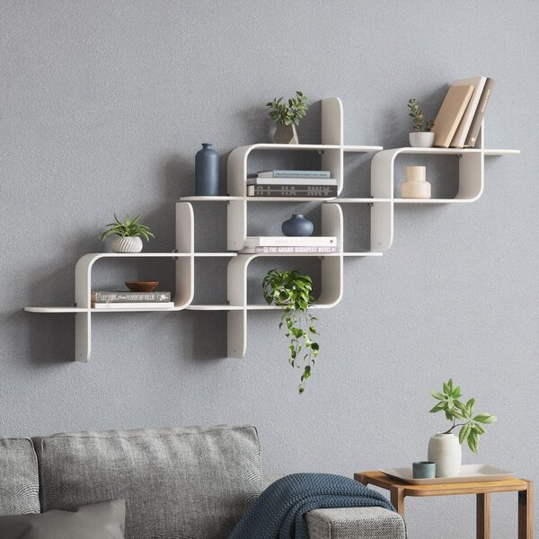 Fehér többszintes kaucsukfa fali polc 62 cm Montage – Umbra