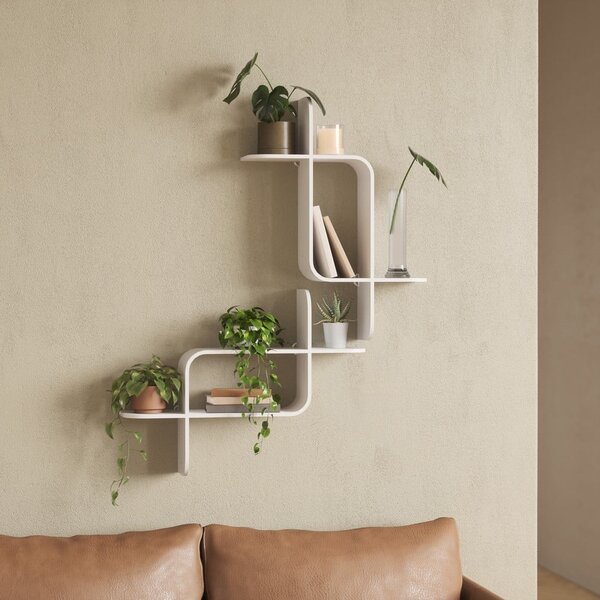 Fehér többszintes kaucsukfa fali polc 62 cm Montage – Umbra
