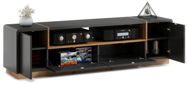 Mazzoni FOLK RTV-185 TV-állvány Antracitszürke (Sötétszürke)/ Artisan Tölgy - MODERN NAPPALIBA/SZOBÁBA