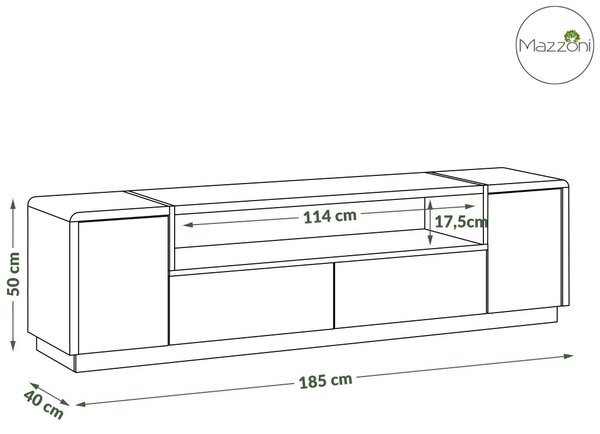 Mazzoni FOLK RTV-185 TV-állvány Antracitszürke (Sötétszürke)/ Artisan Tölgy - MODERN NAPPALIBA/SZOBÁBA