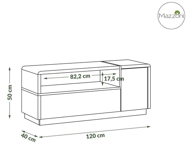 Mazzoni FOLK RTV-120 TV-állvány Antracitszürke (Sötétszürke)/ Artisan Tölgy - MODERN NAPPALIBA/SZOBÁBA