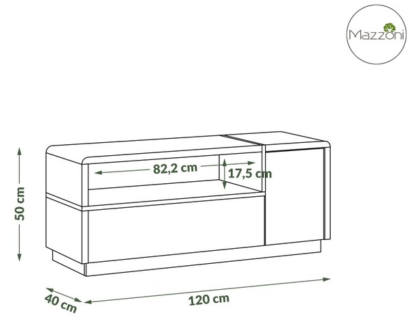 Mazzoni FOLK RTV-120 TV-állvány Fehér Fényes/Matt + Millenium Beton - MODERN NAPPALIBA/SZOBÁBA