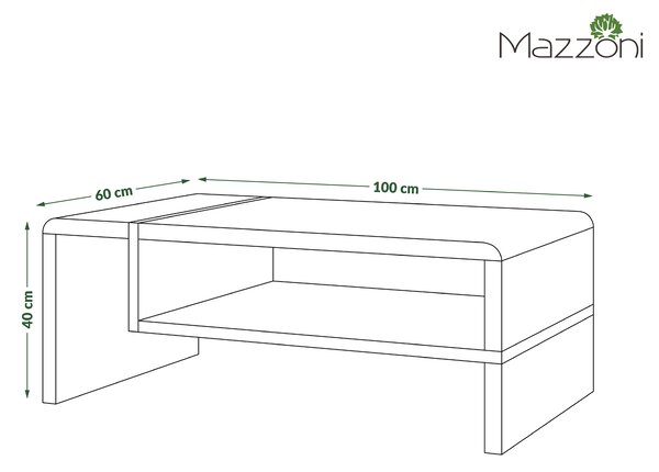 Mazzoni FOLK Artisan Tölgy/Fekete - MODERN DOHÁNYZÓASZTAL POLCCAL