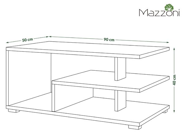 Mazzoni LINK Sonoma Tölgy/Fehér - MODERN DOHÁNYZÓASZTAL POLCCAL