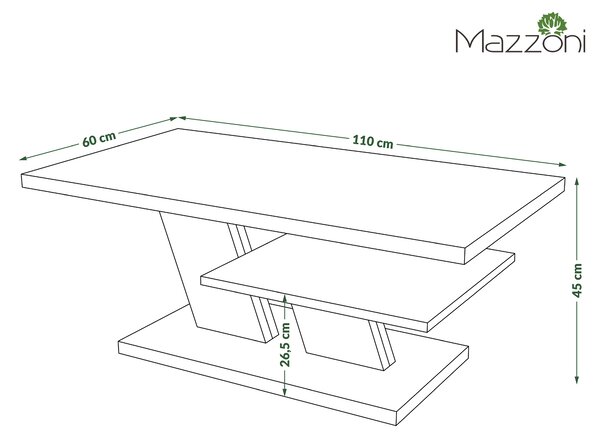 Mazzoni CLIFF MATT Fehér/Millenium Beton - MODERN DOHÁNYZÓASZTAL