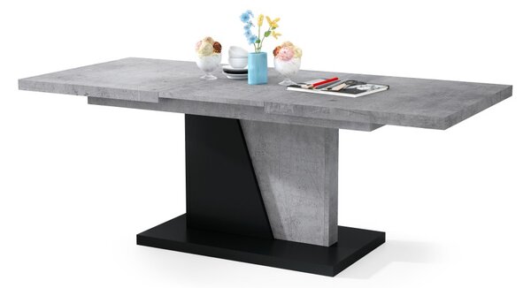 Mazzoni NOIR Millenium Beton/Fekete Matt - MODERN BŐVÍTHETŐ DOHÁNYZÓASZTAL NAPPALIBA
