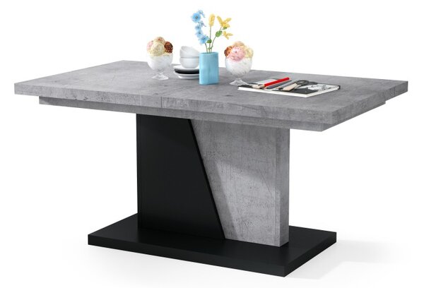 Mazzoni NOIR Millenium Beton/Fekete Matt - MODERN BŐVÍTHETŐ DOHÁNYZÓASZTAL NAPPALIBA