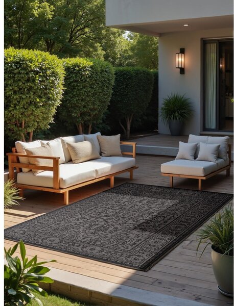 Fekete-fehér kültéri-beltéri szőnyeg 200x290 cm Duet Kona – NORTHRUGS