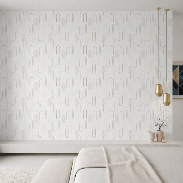 Tapéta Könnyed geometrikus mintázat bézs ívekkel, Absztrakt tapétá, a01256 : Uwalls.hu