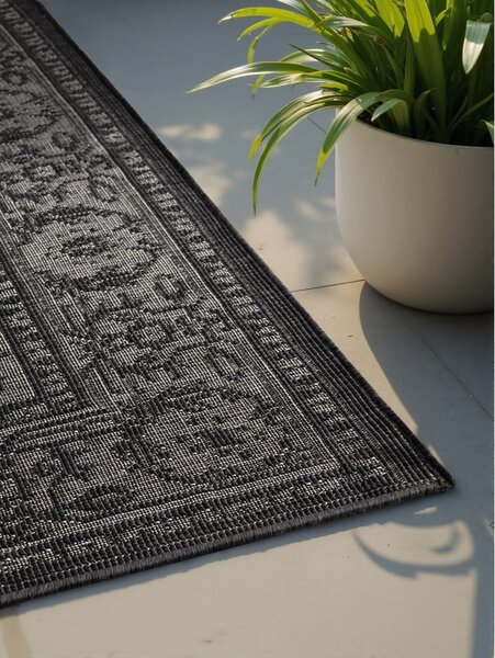 Fekete-fehér kültéri-beltéri szőnyeg 200x290 cm Duet Kona – NORTHRUGS