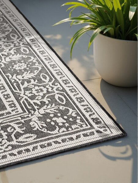 Fekete-fehér kültéri-beltéri szőnyeg 200x290 cm Duet Kona – NORTHRUGS