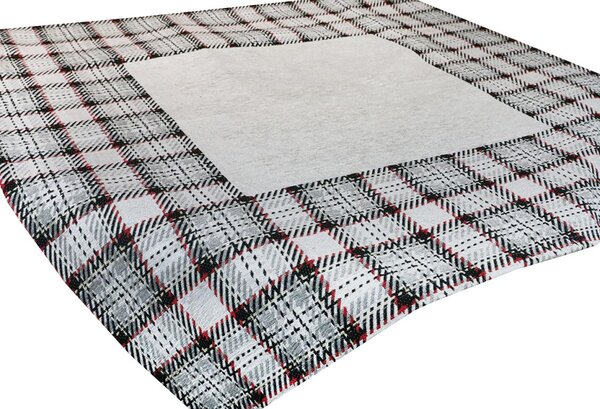 Gobelin asztalterítő Tartán bezs 90x90 cm Chenille IT025