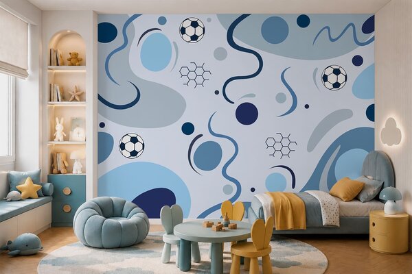 Fotótapéta Színes absztrakt alakzatok, focilabdák és ábrák, Sport fotótapéta, w05142 : Uwalls.hu
