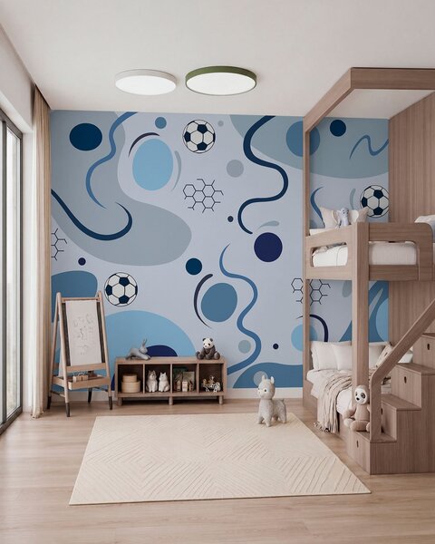Fotótapéta Színes absztrakt alakzatok, focilabdák és ábrák, Sport fotótapéta, w05142 : Uwalls.hu